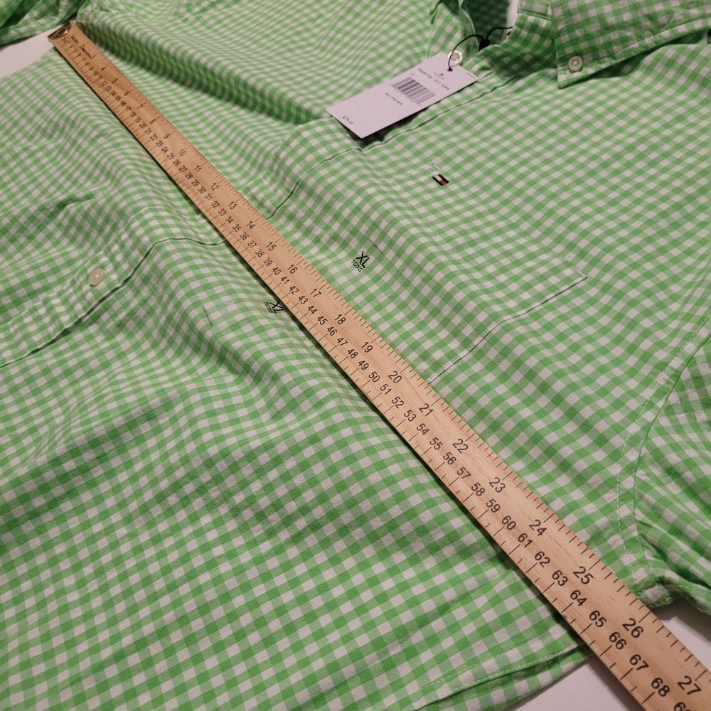 $80 NEW XL TALL GRAND ORGANIC COTTON GREEN WHITE CHECK LONG SLEEVE SHIRT NWT - Picture 2 of 13